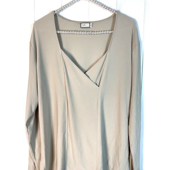 Sympli Tan V Neck Long Sleeve Blouse Size 14 - Picture 2 of 6